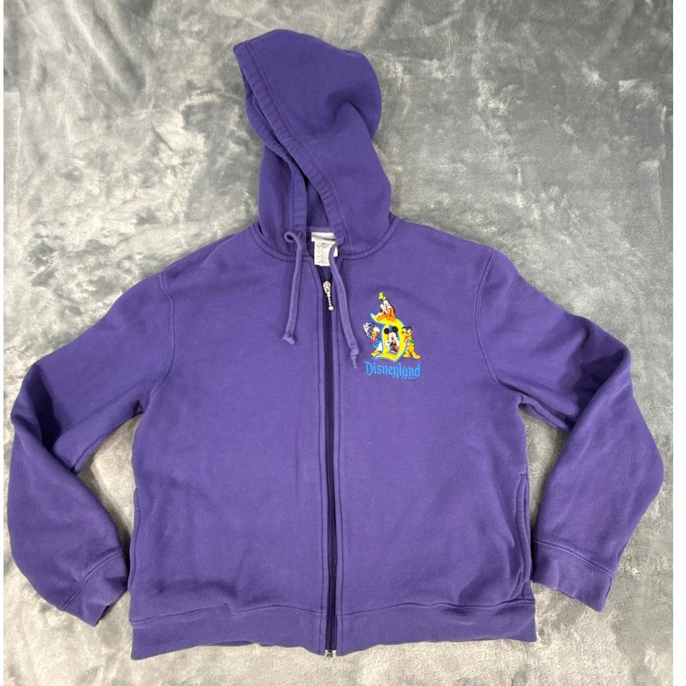 Vintage Disneyland Resort Purple Zip Up Hoodie Mickey Donald Goofy Embroidered L